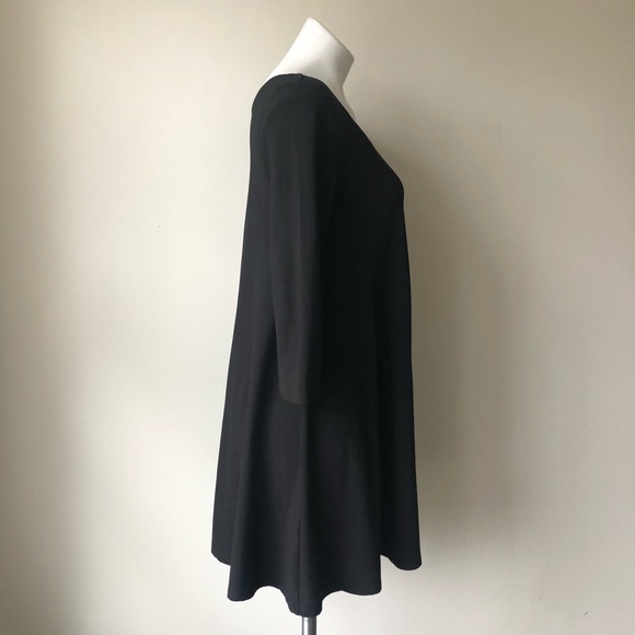 🌼 Leith Black Crepe Trapeze Swing Dress S - Picture 5 of 7